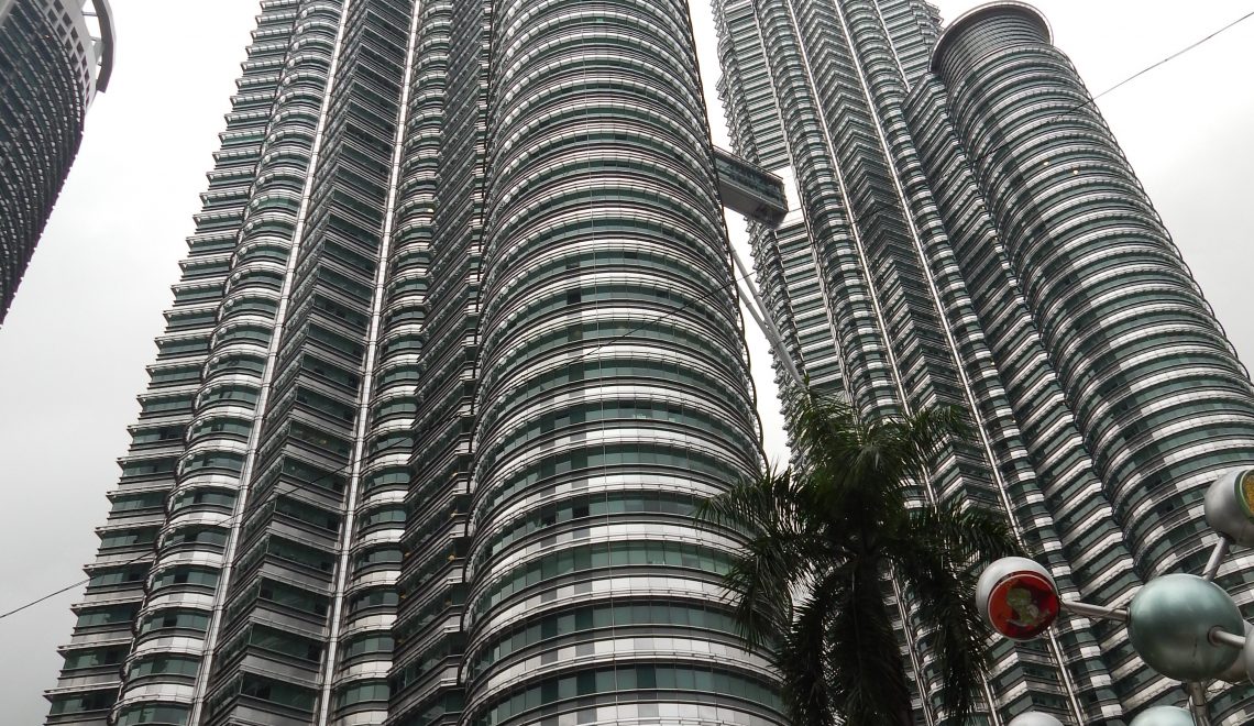 The Petronas Towers from ground level