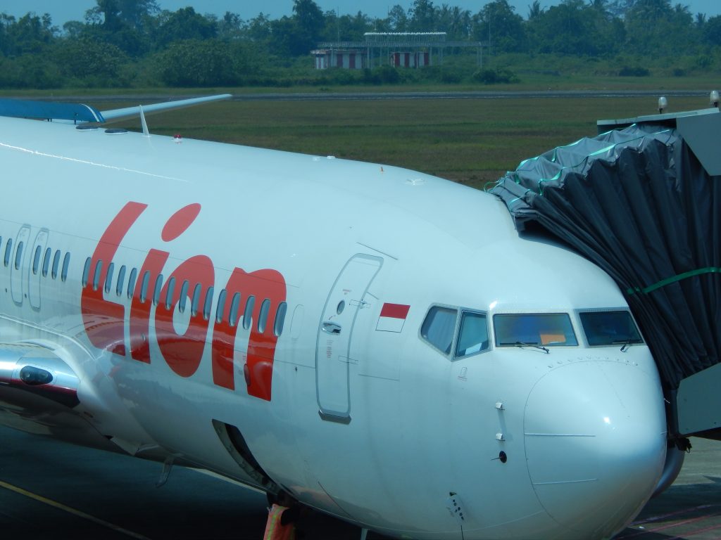 Lion air airplane at Minangkabau international airport