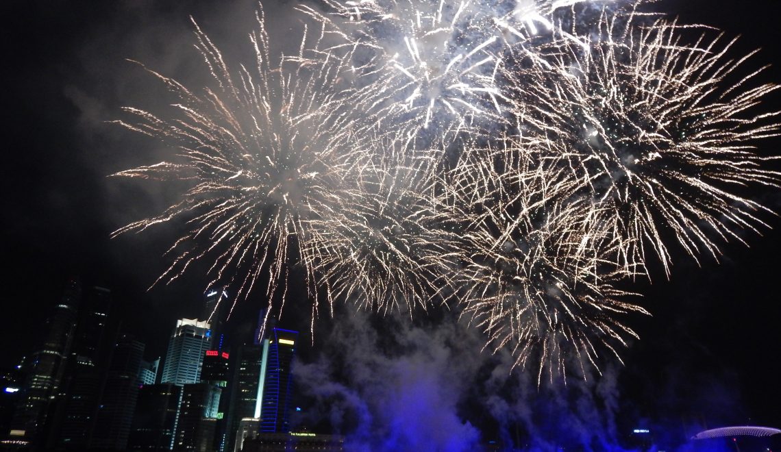 Fireworks 1 January 2014 at Marina Bay, Singapore