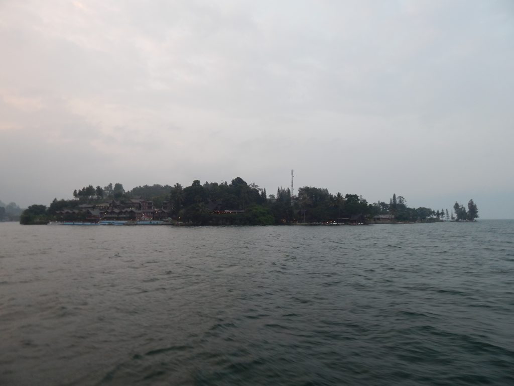 Approaching Samosir Island by ferry