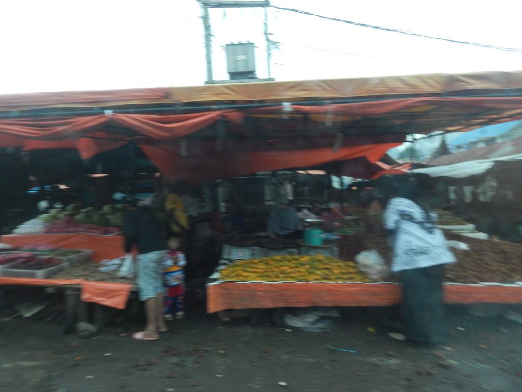 A food market somewhere in Sumatra during our journey from View during our journey from Bukittinggi to Kersik Tuo