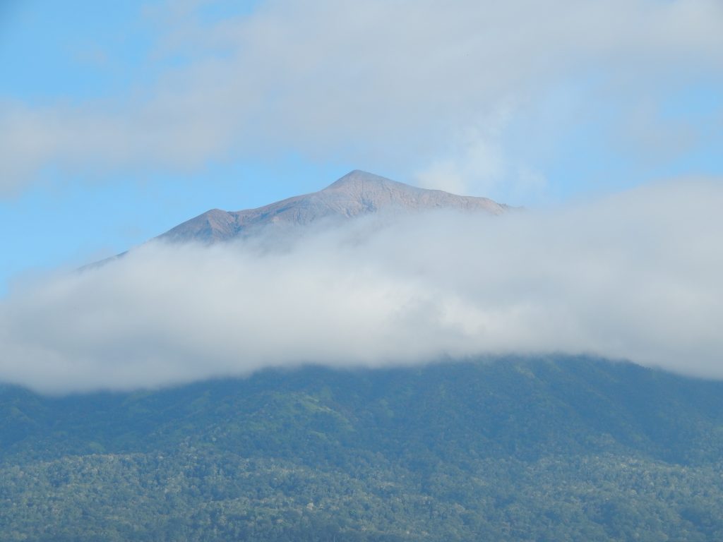 Gunung Kerinci's peak shrouded in clouds