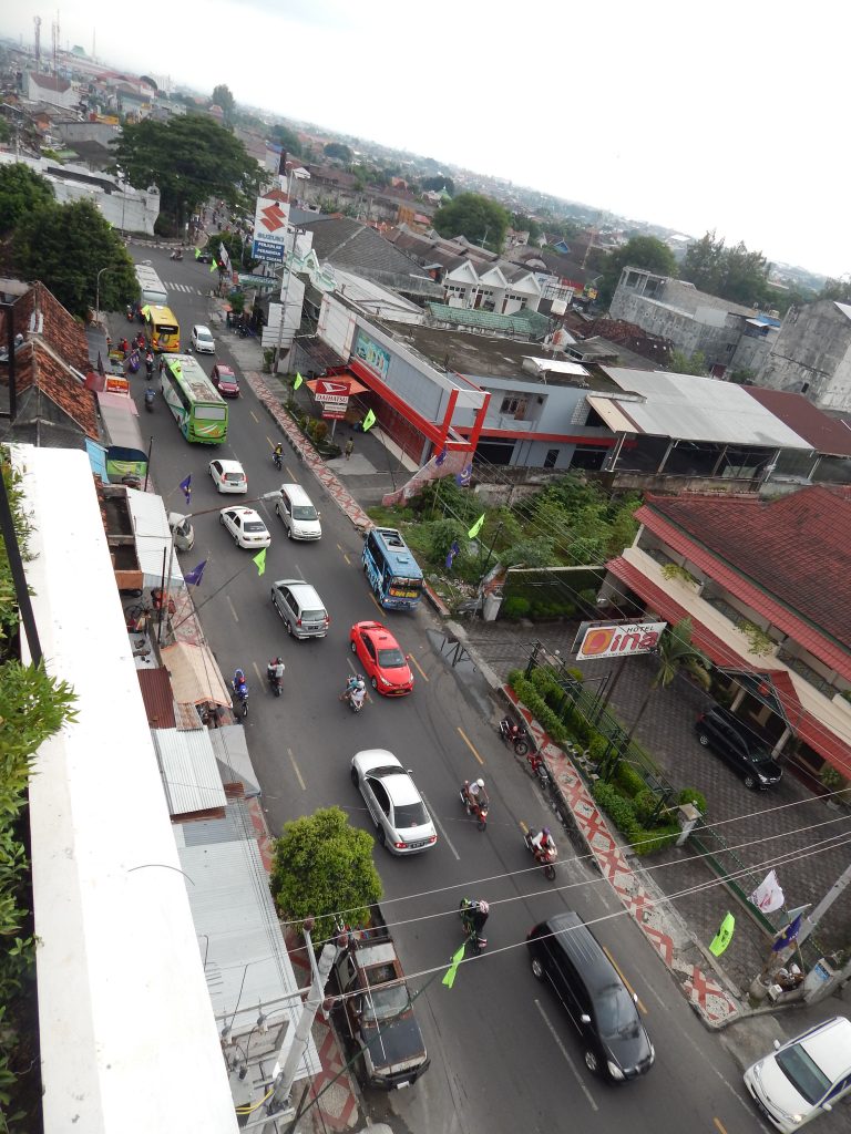 Great views of Yogyakarta at the rooftop of the Cube Hotel Prawirotaman at Jalan Parangtritis