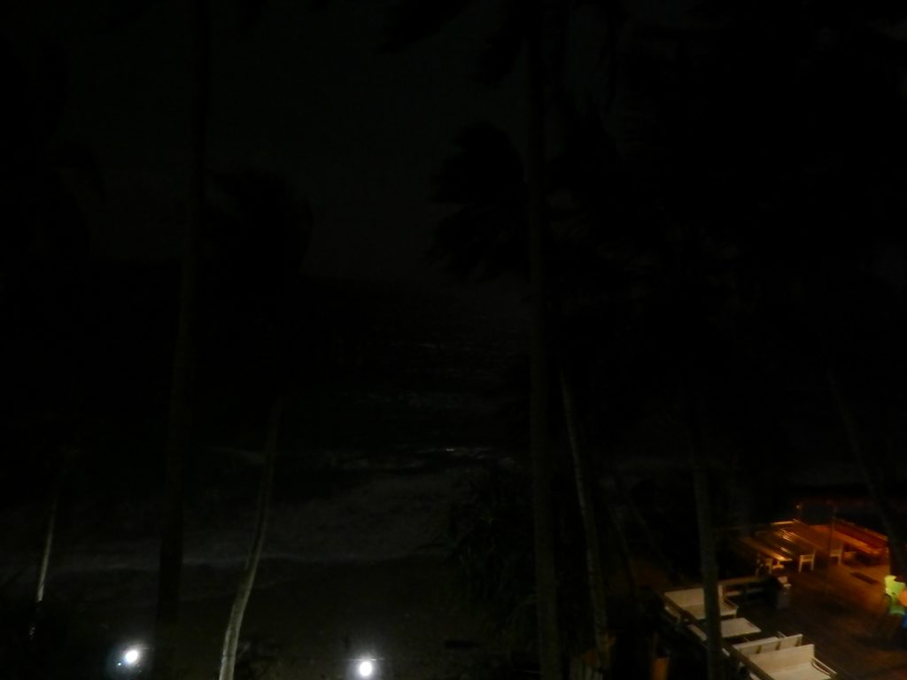A dark beach in front of Freddies Santai Sumurtiga
