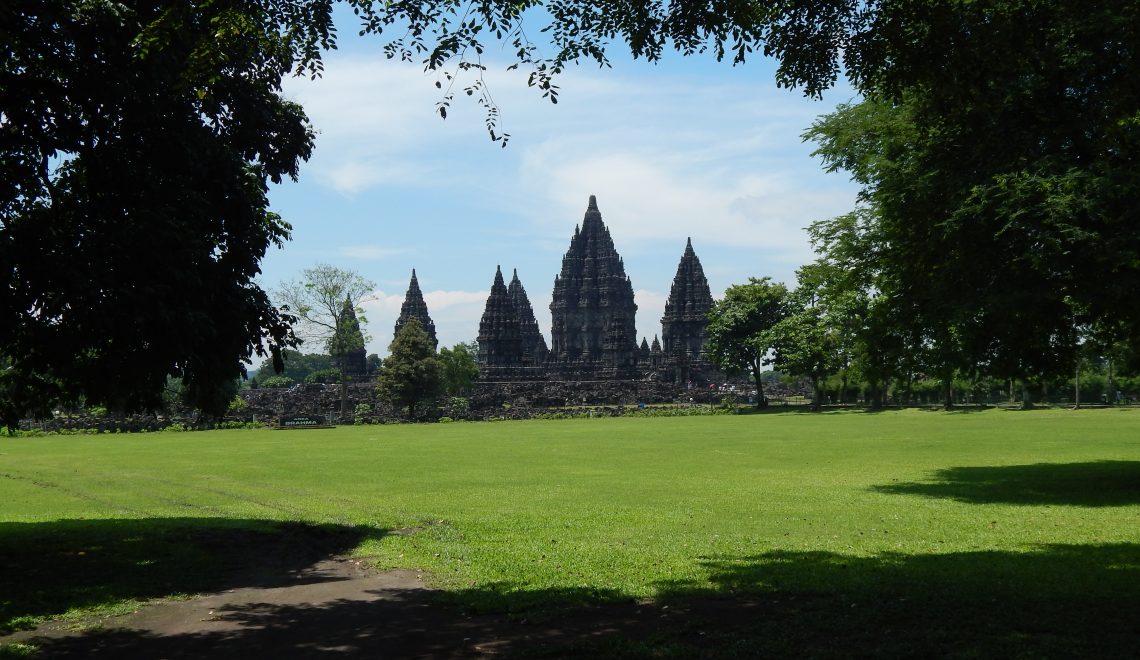 Prambanan temple from a distance