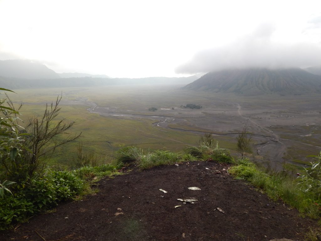 A view of the valley and Gunung Batok at Mount Bromo