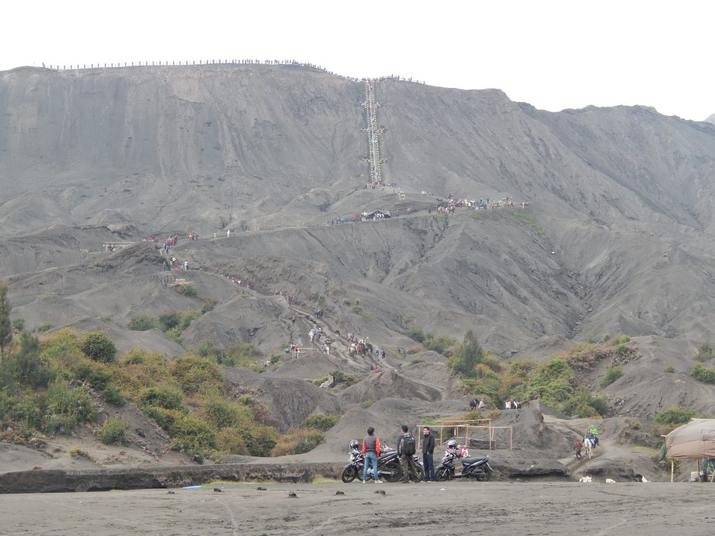 The stairway in the distance, Mount Bromo