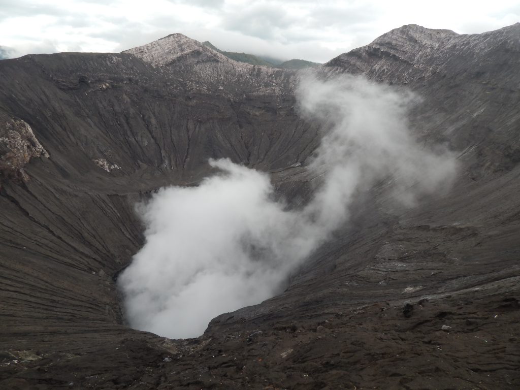 Smoking crater of Mount Bromo