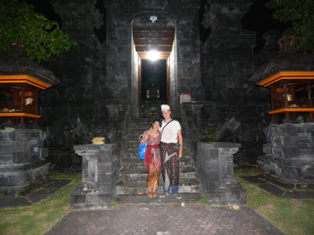 Maarten and Ena at the full moon ceremony, Lovina Beach, Bali