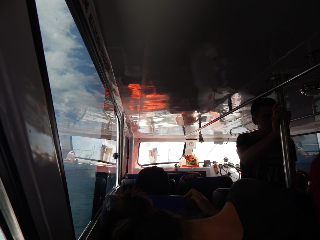 Inside the ferry to Amed, Bali
