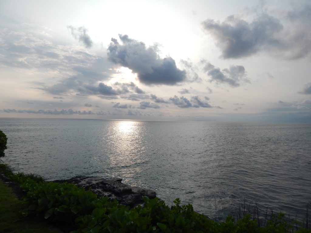 Sunset shrouded by clouds, Tanah Lot