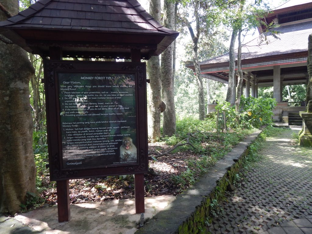 Sign at the entrance of Monkey Forest