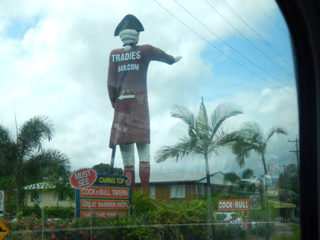 Huge Cook statue in Cairns