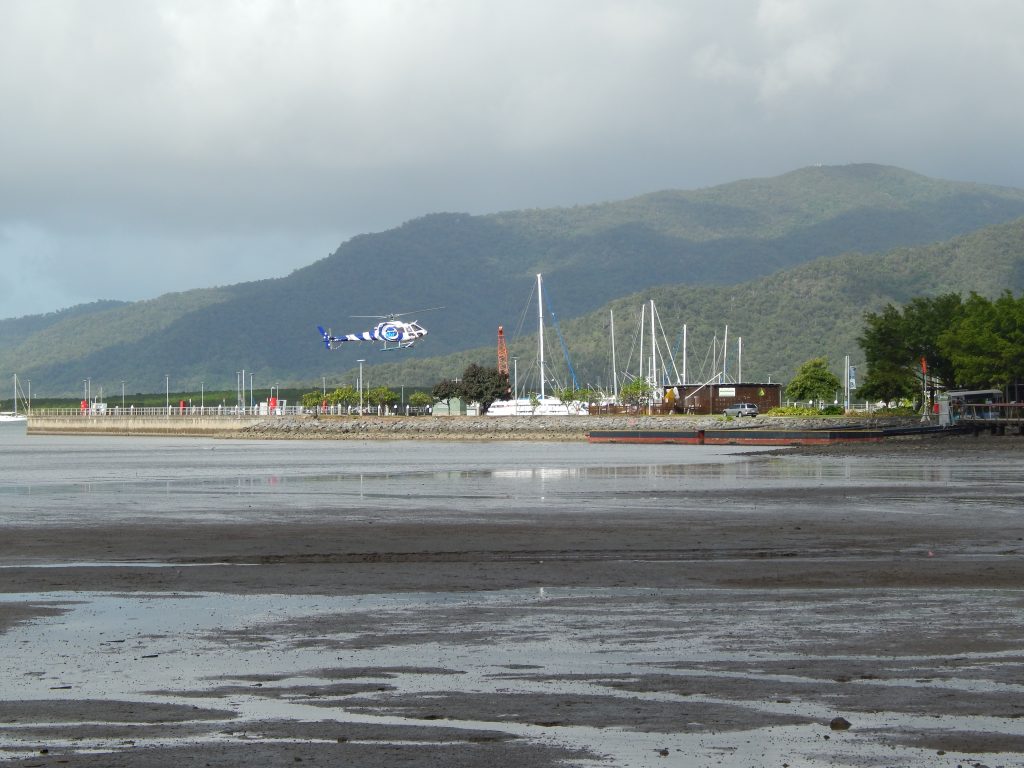 Drained cove in front of Cairns, Cairns Esplanade Lagoon