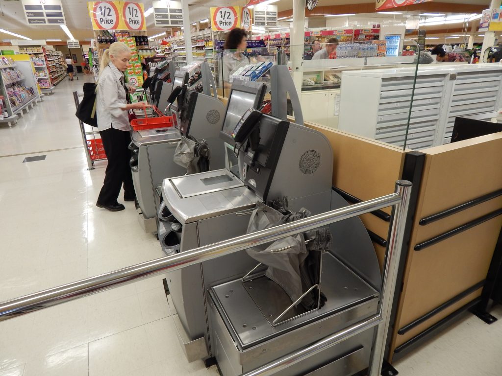 Self scan cash registers at Coles in Australia