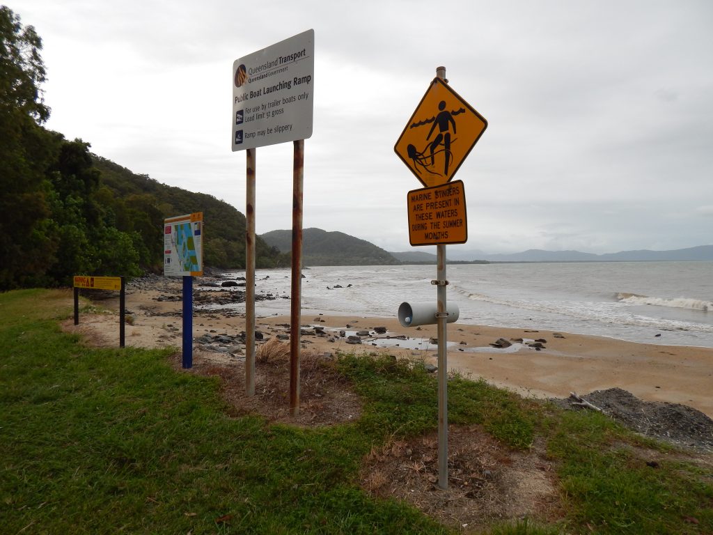 Warning signs at the rest area, Queensland, Australia
