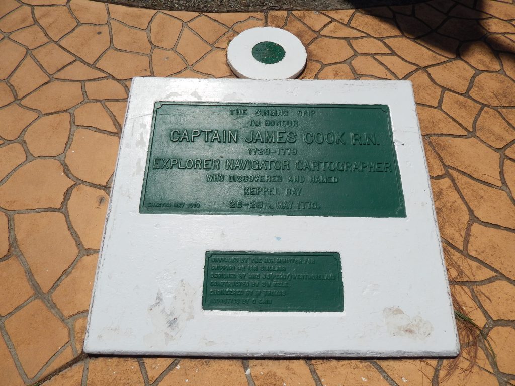 Sign at the Singing Ship monument, Emu Park, Australia
