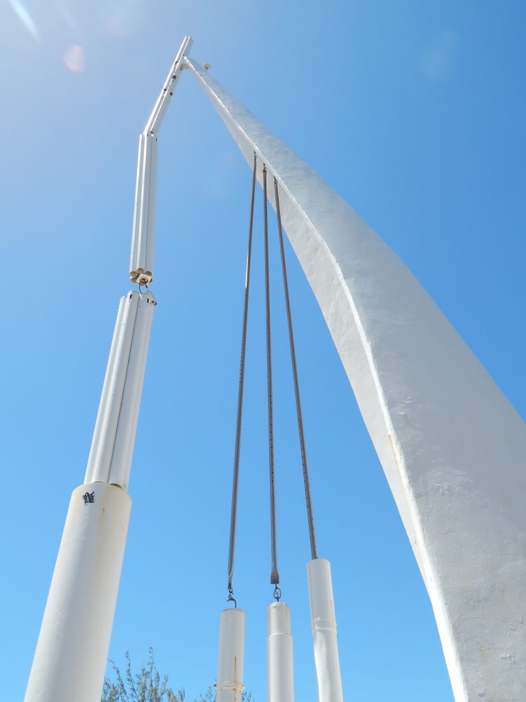 Closeup of the Singing Ship monument, Emu Park, Australia