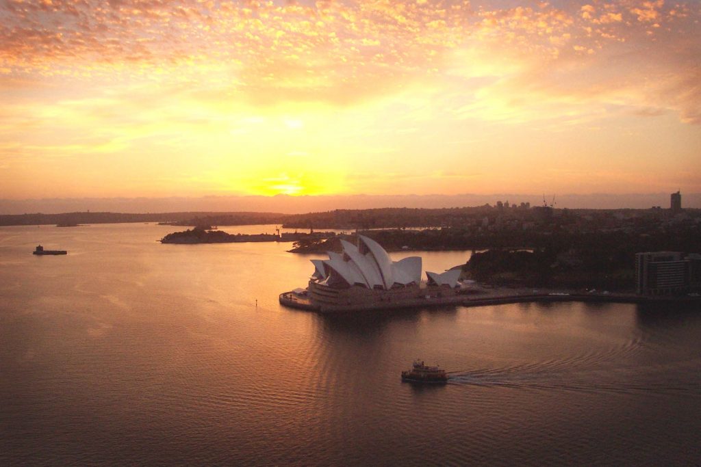 Stock photo of the Opera House, view from Daniel and I on Harbour Bridge