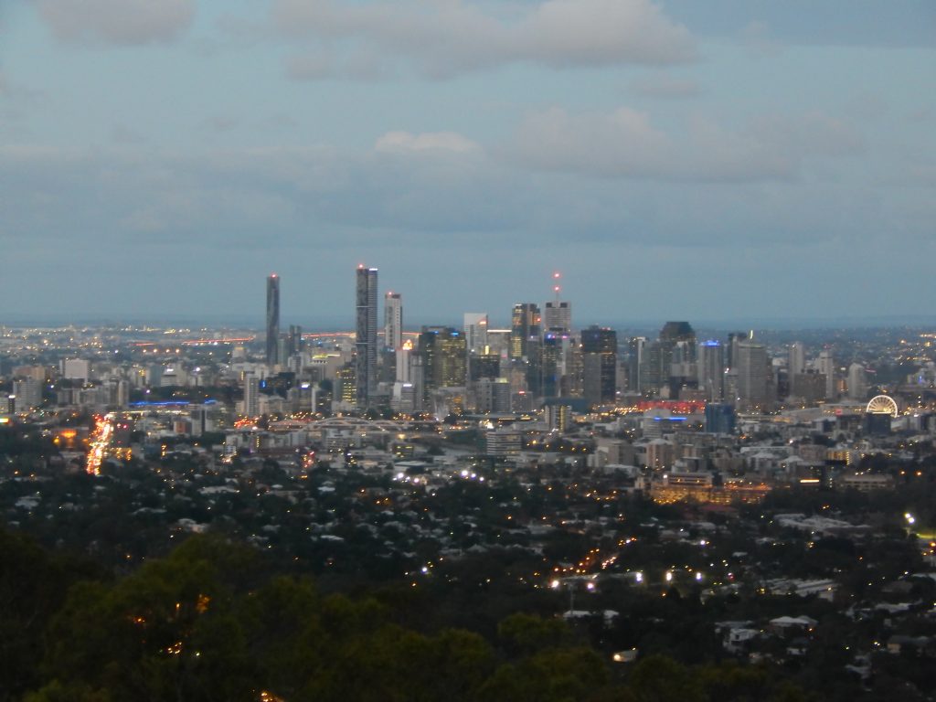 View of Brisbane at twilight, Mount Coot-Tha