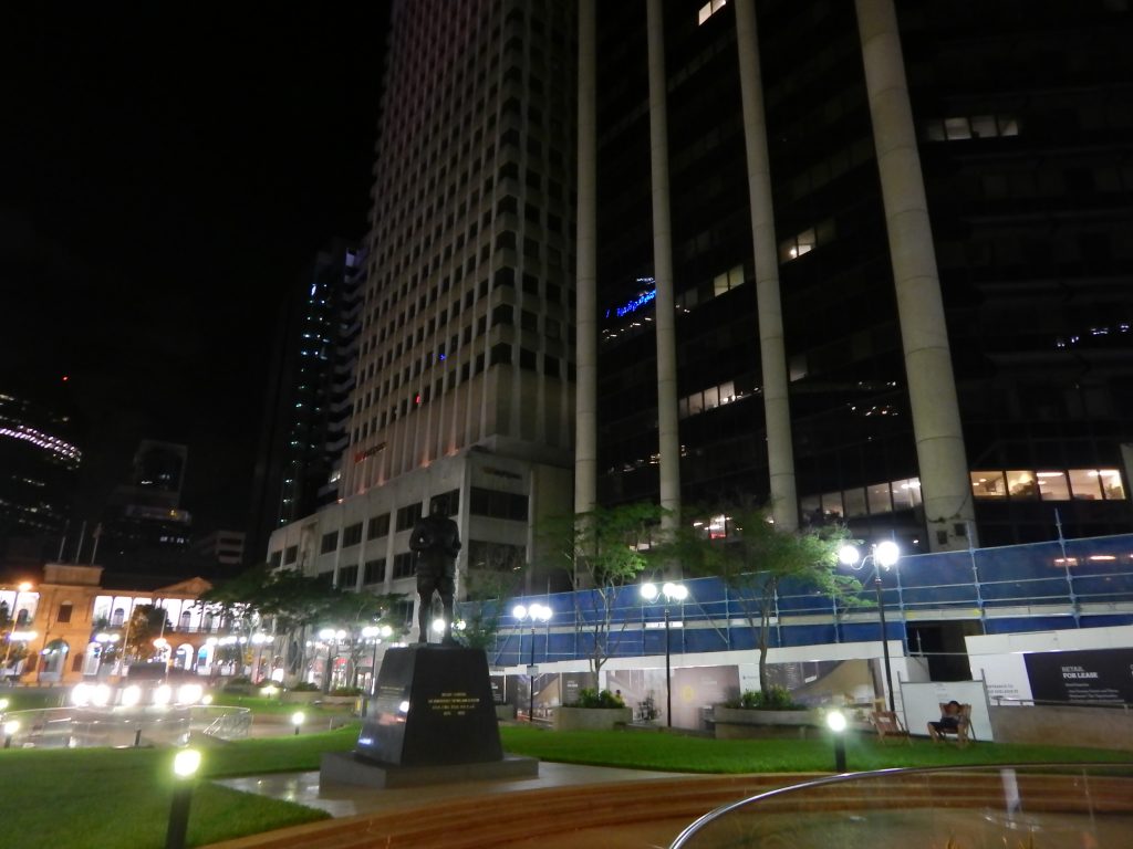 Brisbane by night in the small park on top of the parking garage