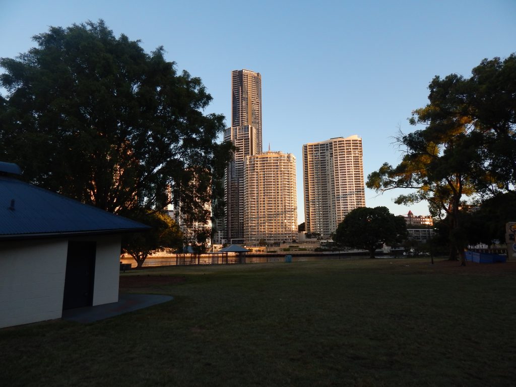 Brisbane's skyline at Captain Burke Park