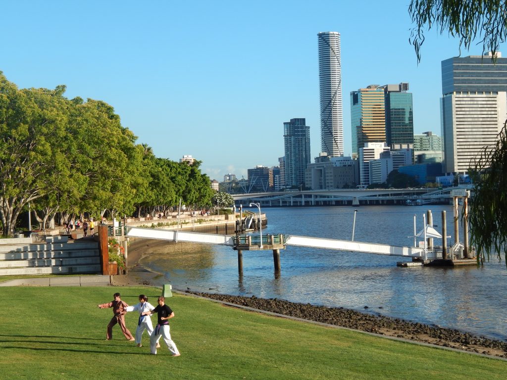 People exercising at South Bank, Brisbane 