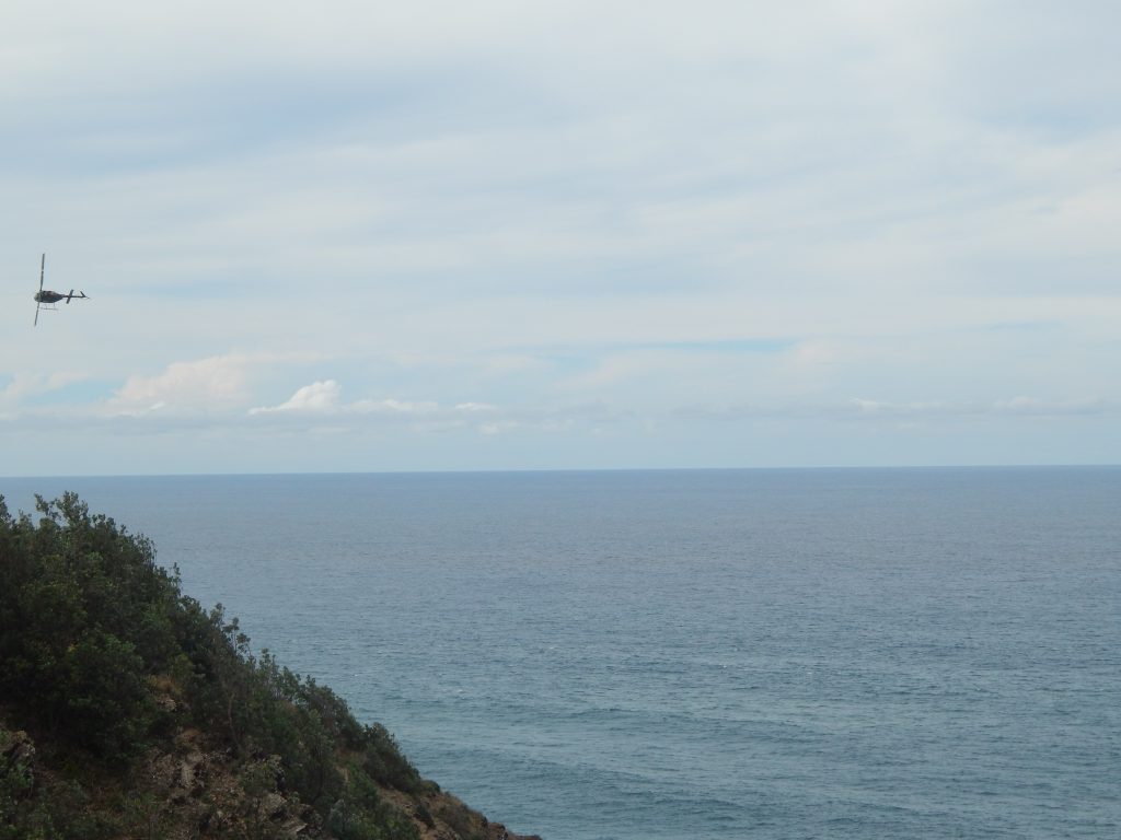 Helicopters flying by at Cape Byron lighthouse
