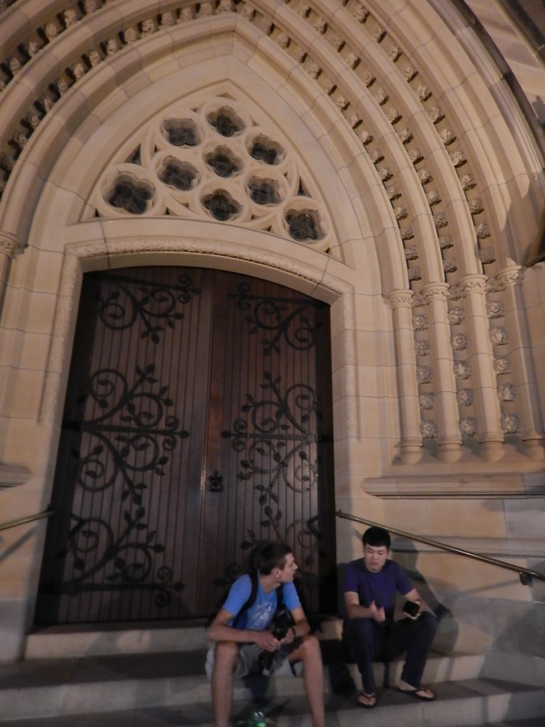 Daniel and Jeong in front of St. Mary's cathedral