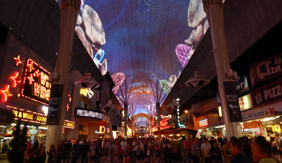 The big overhead screen on Fremont Street by night, Las Vegas